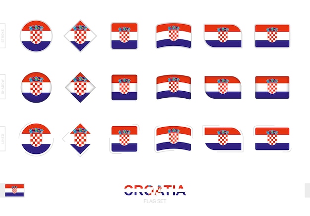 Croatia flag set, simple flags of Croatia with three different effects.