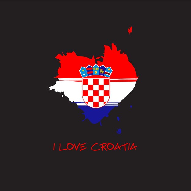 croatia grunge flag heart design vector illustration