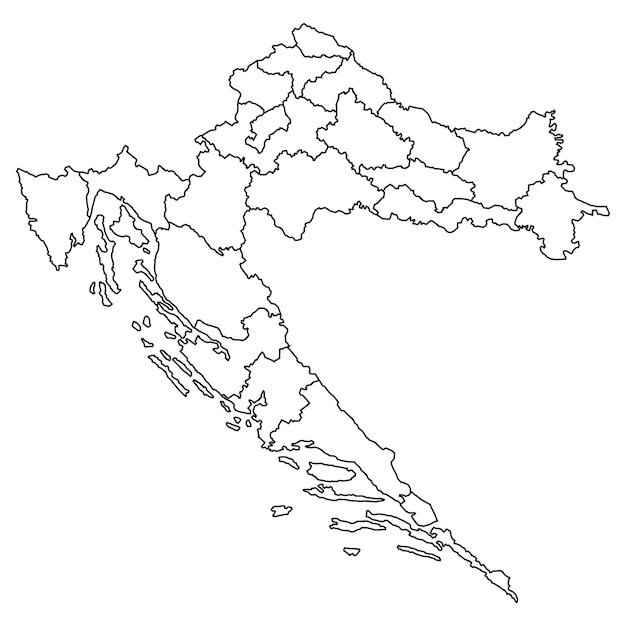 Sfondo della mappa della croazia con gli stati mappa della croazia isolata su sfondo bianco illustrazione vettoriale