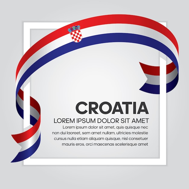 Croatia ribbon flag, vector illustration on a white background