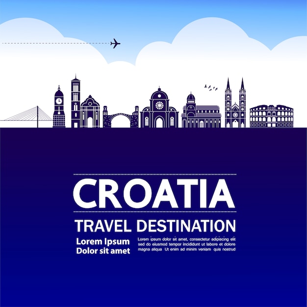 Vector croatia travel destination.