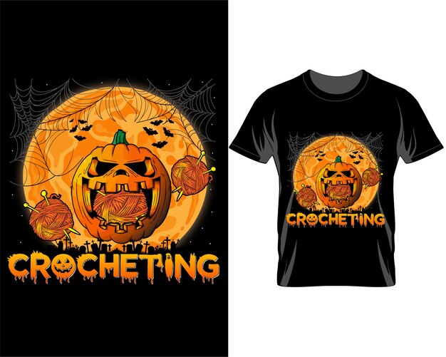 Crocheting Halloween quotes t shirt design vector