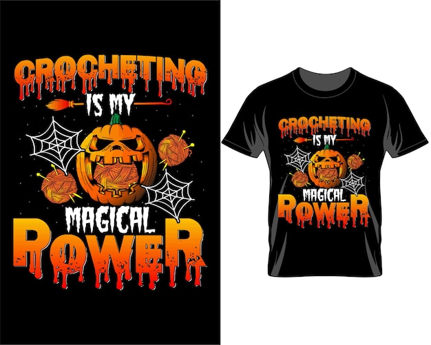 Crocheting is my magical Halloween quotes t shirt design vector