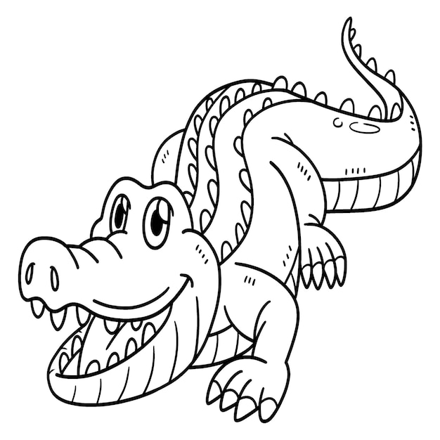 Vector crocodile animal isolated coloring page for kids