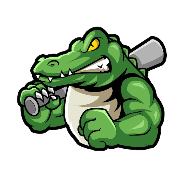 Vector crocodile baseball mascot illustration concept