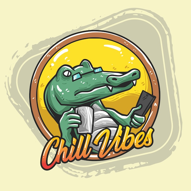 Crocodile character badge illustration