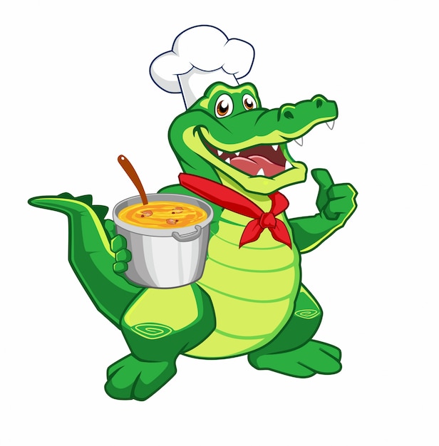 Crocodile chef mascot in vector