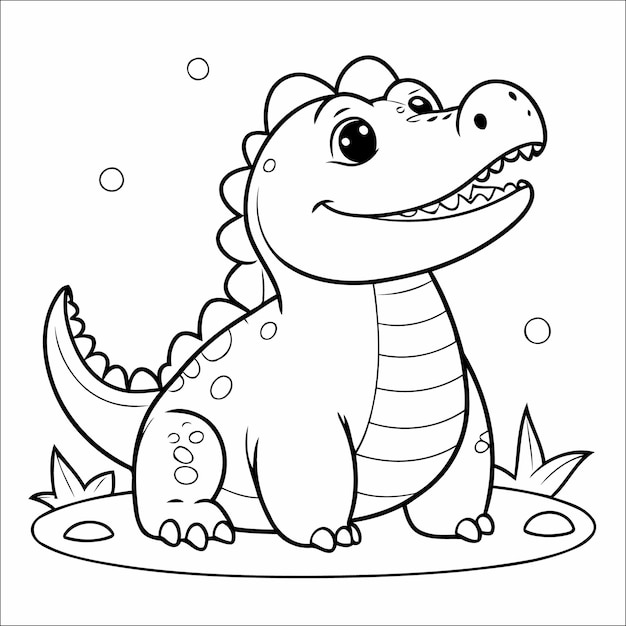 Vector crocodile coloring book drawing for kids