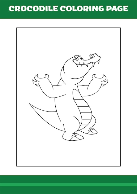 Crocodile Coloring Page illustration of Cartoon crocodile for Coloring book