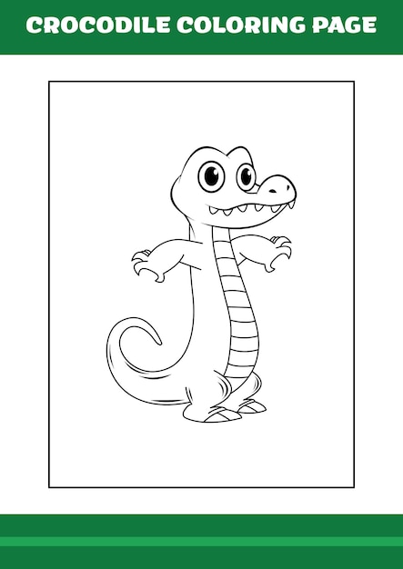 Illustrazione della pagina di colorazione del coccodrillo del coccodrillo del fumetto per il libro da colorare