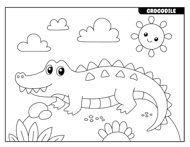 어린이를 위한 악어 색칠 공부 페이지
