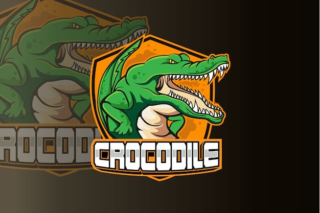 Logo esport della mascotte del giocatore di coccodrillo