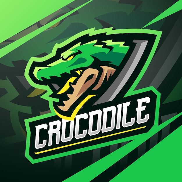 Vector crocodile gaming logo template