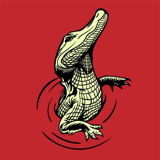 Vector crocodile hand drawn illustration