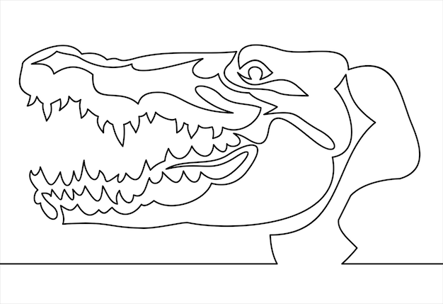 Crocodile head iconcontinuous one line