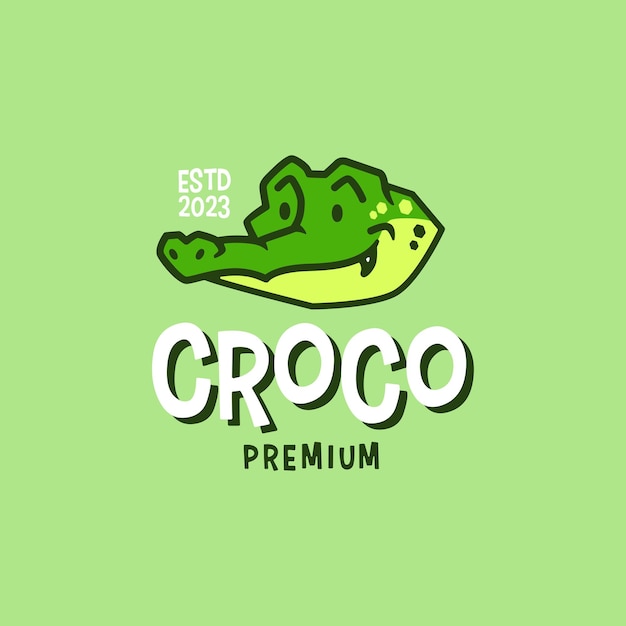 Crocodile head retro cartoon logo vector illustration