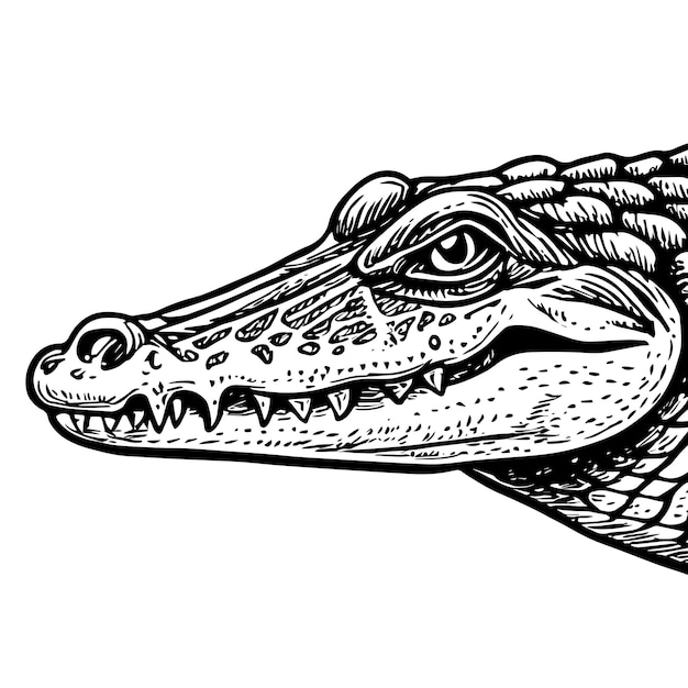 Vector crocodile head vector detailed engraving illustration