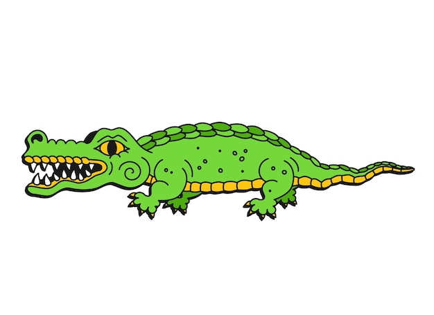 Иллюстрация линии крокодилавекторный мультфильм графическая иллюстрация дизайн фона обоевкрокодилпринт аллигатора для футболкилогопостер