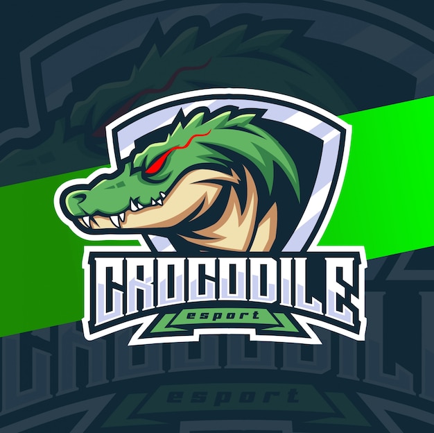 Крокодил талисман киберспорт дизайн логотипа