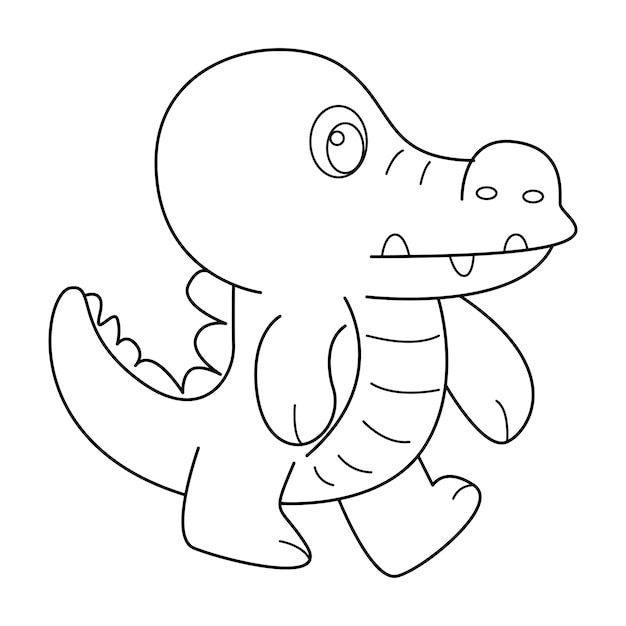 Crocodile outline vector cartoon design on white background