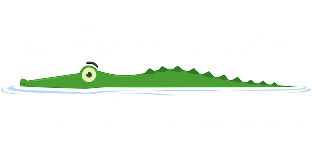 A crocodile peeks the prey in the lake