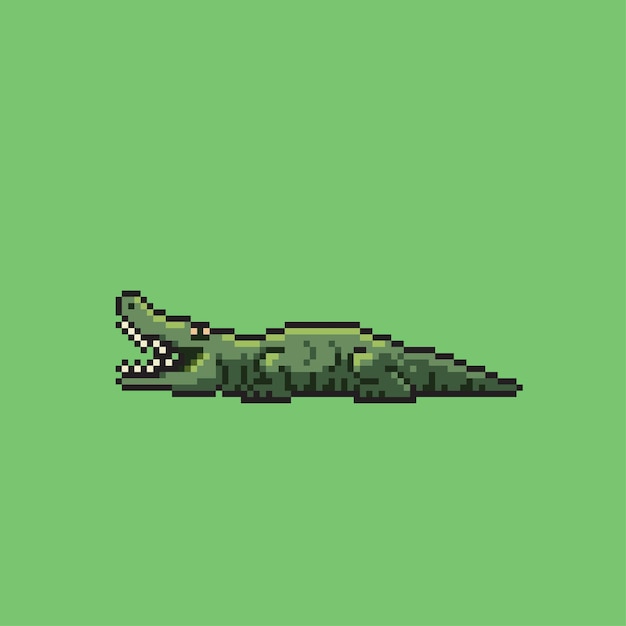 Vettore coccodrillo in stile pixel art