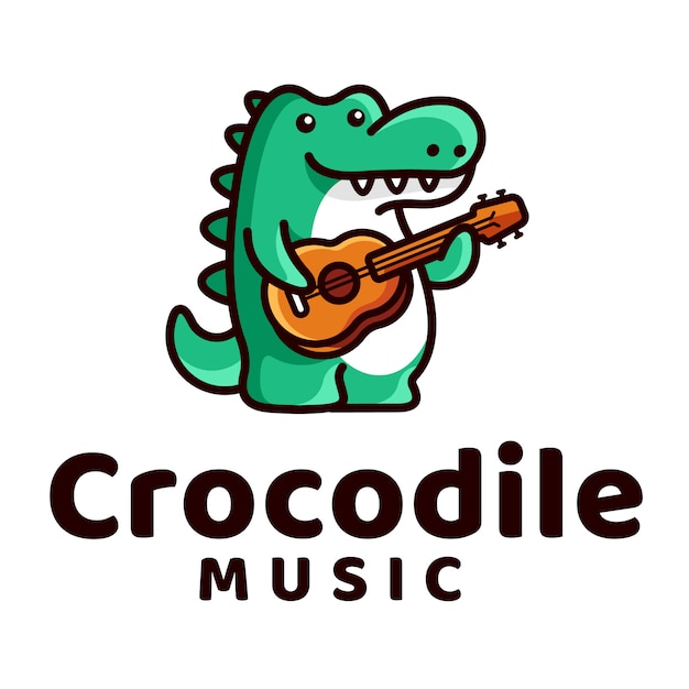 Crocodile play guitar logo