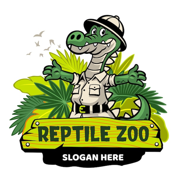 Logo della mascotte dello zoo del rettile del coccodrillo