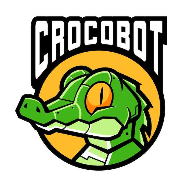 Vettore progettazione del logo della mascotte del robot coccodrillo