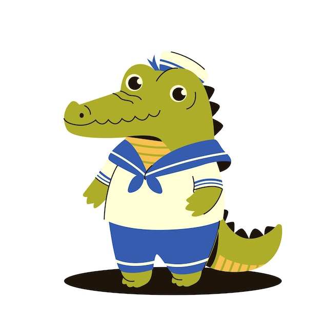 Vector crocodile in sailor costume flat concept style