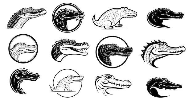 Эскиз логотипа крокодила, нарисованный вручную в стиле каракулей