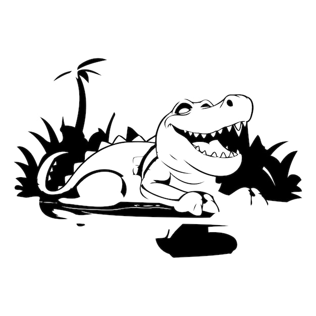 Vector crocodile on the shore of the river vector illustration