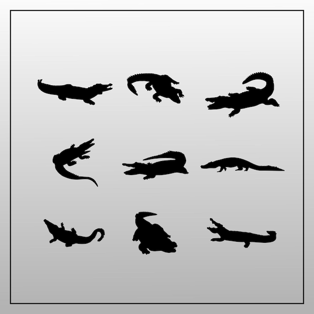 Vector crocodile silhouettes silhouettes