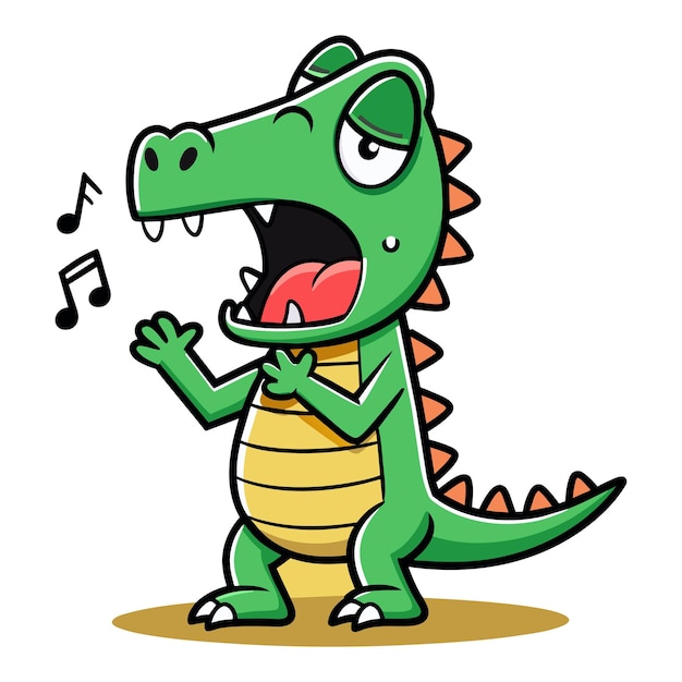 Vector a crocodile singing a sad song