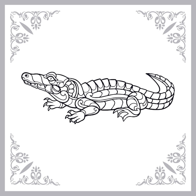 Crocodile zentangle arts isolated on white background
