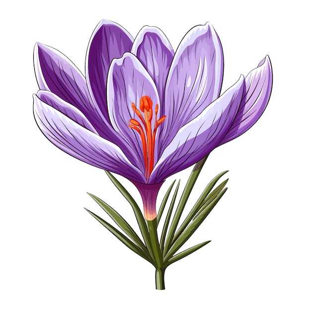 Vector crocus flower watercolor vector clipart white background