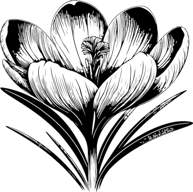 Crocus zwarte contour vector illustratie