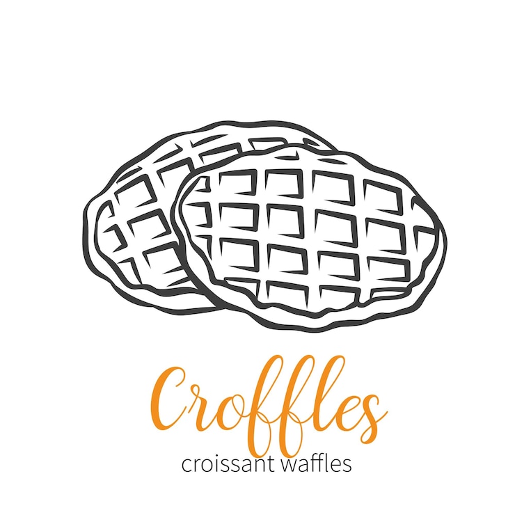 Vector croffle, croissant waffle, korean pastry