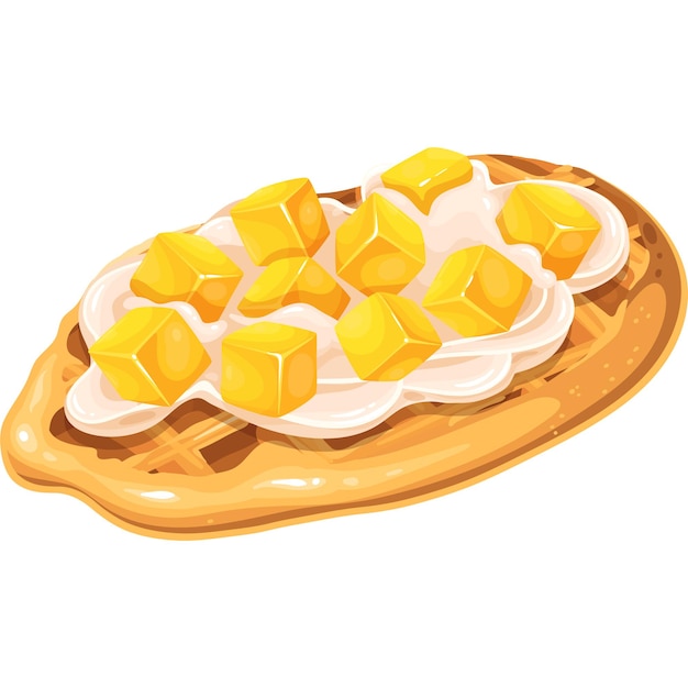 Vector croffle croissant waffle korean pastry