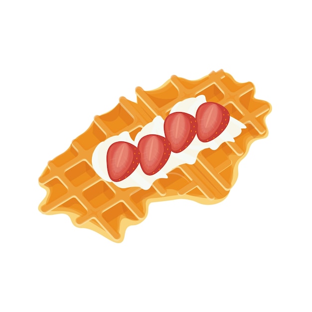 Vector croffle illustration logo with fresh strawberry topping