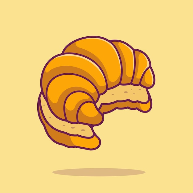 Croissant bread cartoon vector icon illustration food object icon concept isolated premium vector