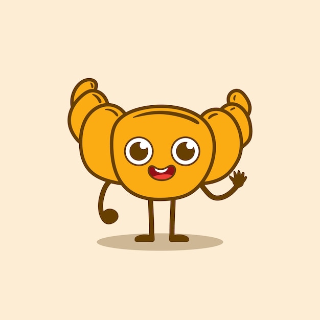 Croissant cute character cartoon food illustration