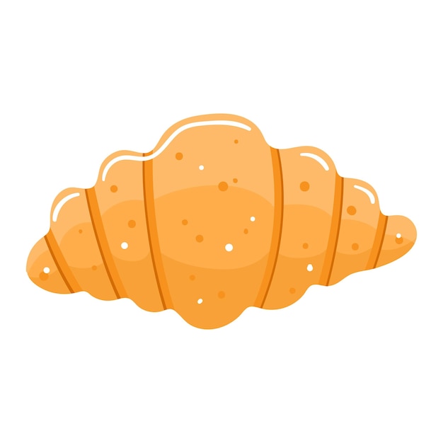 Croissant dessert heerlijk frans ontbijt bruine achtergrond geïsoleerd op wit gebak ontwerp vlakke stijl vectorillustratie