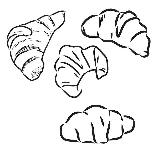 Croissant Doodle, een hand getrokken doodle vectorillustratie van een Croissant. croissants vector schets