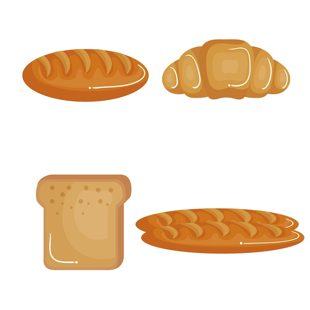 Croissant en sneetjes brood en broden