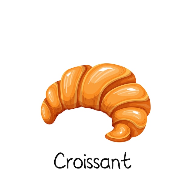 Icona di croissant. illustrazione colorata del prodotto da forno francese.