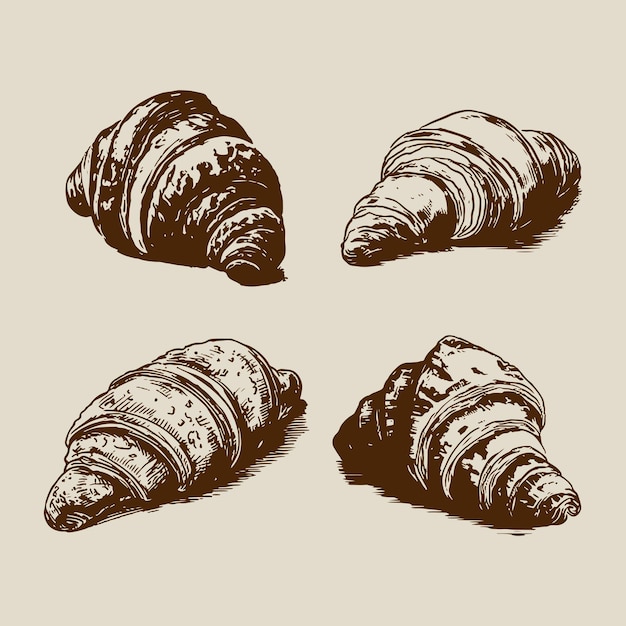 Croissant illustratie hand getekend vintage vector