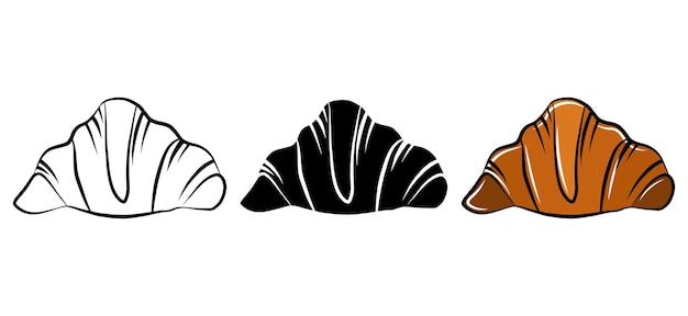 Croissant isolated icon set