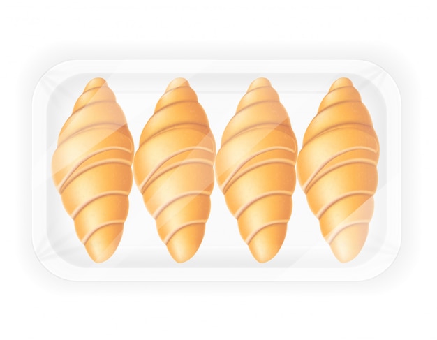 Vector croissant in packaging vector illustration