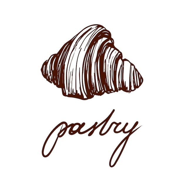 Vector croissant vector fresh baked french pastry bakery menu brown stylish illustration